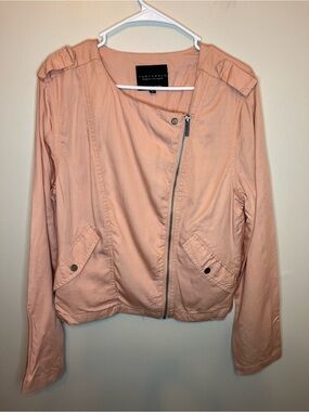 Sanctuary Anthropologie Tencel Moto Jacket Size XL Blush Pink NWT Zip Front